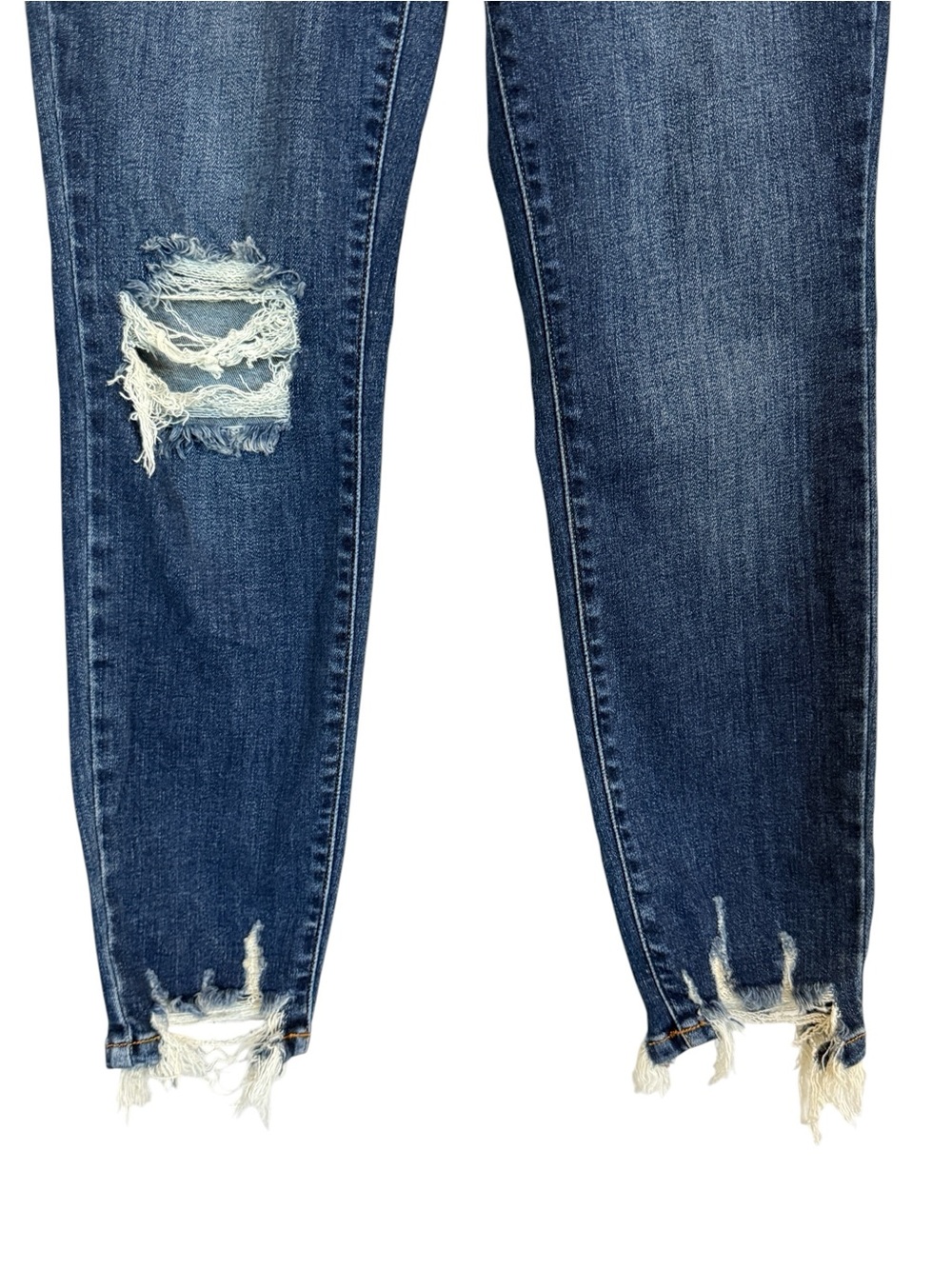 Judy Blue JB82446DK Mid Rise Destroyed Skinny Jeans Raw Hem Distressed Size 7/28 - Picture 3 of 15